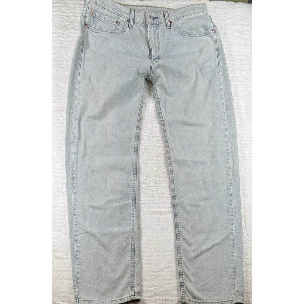 Levis 505 Jeans Mens 36x34 Blue Light Wash Regular Fit Straight Leg Denim